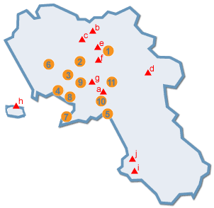 mappa sensibile della regione campania con evidenziazione dei centri risorse